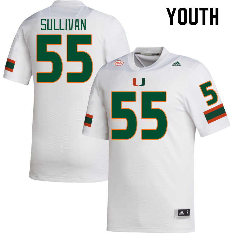 Youth #55 Patrick Sullivan Miami Hurricanes College Football Jerseys Stitched-White